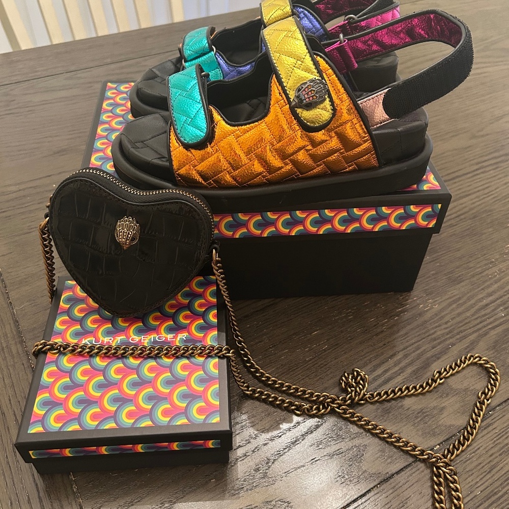 Kurt Geiger mini purse and sandals.